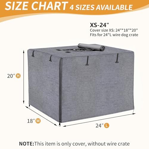DONORO Dog Crate Cover, Waterproof Pet Kennel Cover 600D Heavy Duty Dog Cage - Image 3