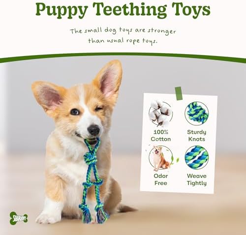2 Pack Dog Rope Toy for Small Dogs, Durable Cotton Puppy Teething Toys - Image 2