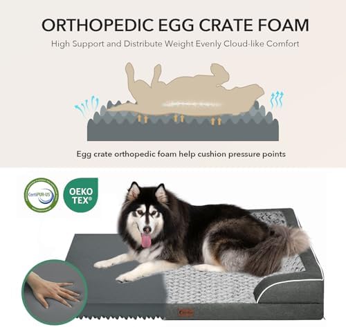 Orthopedic Dog Bed for Extra Large Dogs, Dark Grey - Image 2