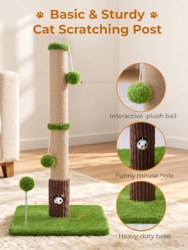 Woochpet Funny Cat Scratching Posts Sturdy Scratcher Posts 33'' Green - Image 6