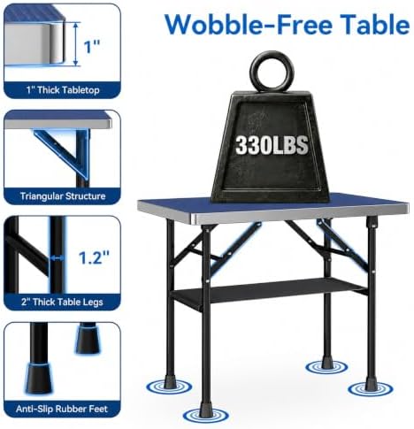 Dog Grooming Table with Arm Hammock & Nooses, 35.5" L×23.6" W x 30" H - Image 3
