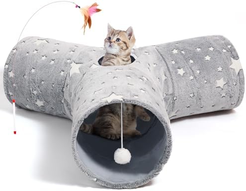 Tempcore 3-Way Cat Tunnel Toy, Collapsible, Self-Luminous Tube by Tempcore