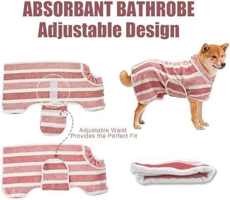 Fast‑Drying Dog Bathrobe, Absorbent Striped Pet Towel - Image 7
