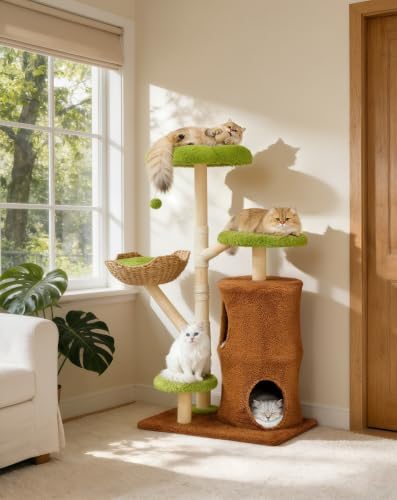 Indoor Cat Tree Tower: Multi-Level Sisal Scratching Post 53.5 Inch - Image 3