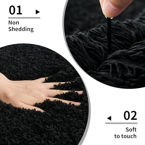 Disolla Black Bathroom Rugs 20x32, Non-Slip Plush Thick Bath Mat - Image 4