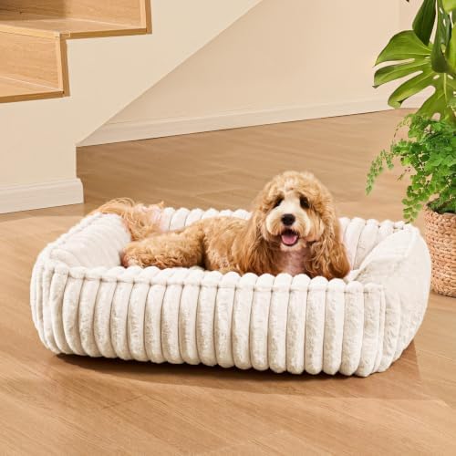 Orthopedic Large Dog Bed Calming Pet Sofa Bed 36''x28'' Ivory - Image 2