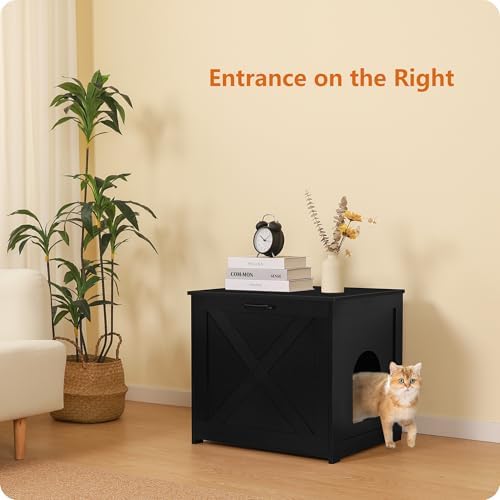 Dwanton Cat Litter Box Enclosure, Hidden Litter Box Furniture, 23.6 Inches - Image 2