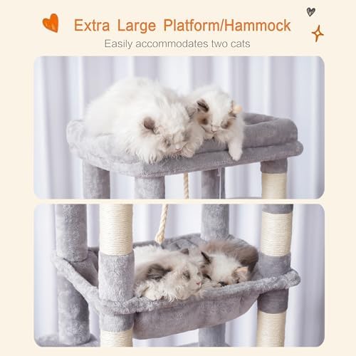 Heybly Cat Tree for Large Cats, 20lbs Heavy Duty, 60 inches XXL HCT050W - Image 6