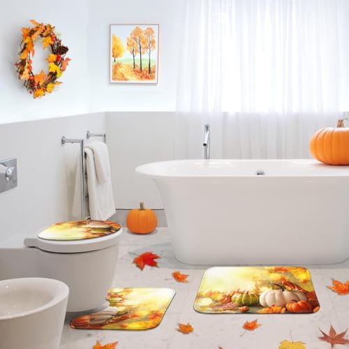Arttown Bathroom Rug Set of 3, Bath Mats Fall Thanksgiving Pumpkins - Image 6