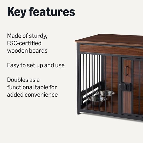 Amazon Basics Furniture Style Dog Crate, Sturdy Wooden Pet Kennel, End Table - Image 2