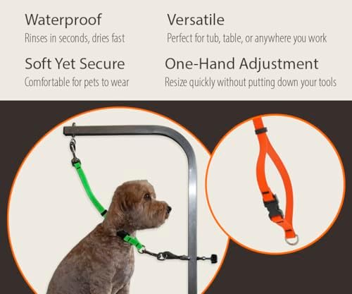 LupinePet Pro Grooming Loop for Dogs, Waterproof, Neon Orange, 3/4-inch Wide - Image 2