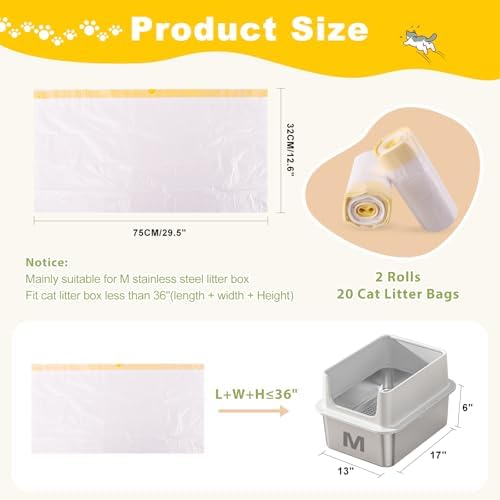 Litter Box Liners 20 Count, 29.5" x 12.6" Medium 3MIL Thicken Cat Litter Bags - Image 2