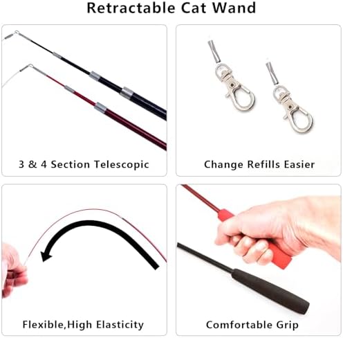 miwoowim Interactive Cat Wand Toy Set, 2 Telescopic Rods & 11 Attachments - Image 4