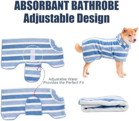 Fast‑Drying Dog Bathrobe, Absorbent Striped Pet Towel - Image 3