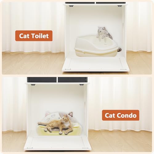 DWANTON Cat Litter Box Enclosure, 2 Storage Shelves and 2 Drawers - Image 6