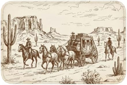 Western Desert Cowboy Bath Mat 24x16 Inch Non-Slip Soft Microfiber Bathroom by Unknown