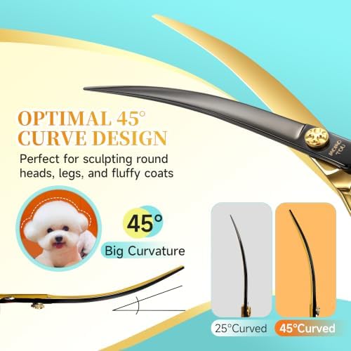 45° Super Curved Dog Grooming Scissors 7.5" CNC 440C Blades - Image 3
