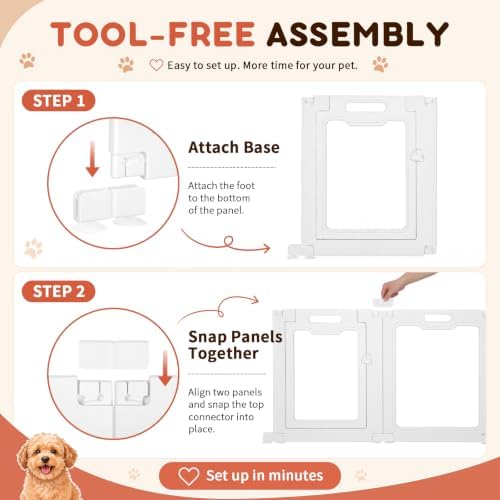 Clear Acrylic Dog Playpen Indoor, Non-Slip Design, Door Lock, Tool-Free Assembly - Image 3