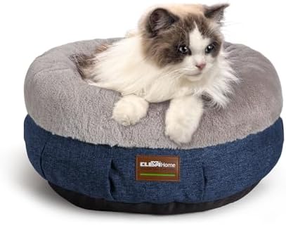 ClevaHome Calming Soft Plush Donut Cat Bed, Fluffy Round Cat Bed - Image 2