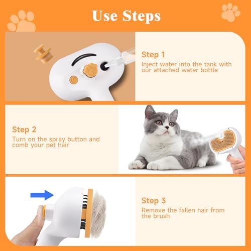 Pet Steam Brush for Dog & Cat – shower bath brush – Steam for Shedding & - Image 5