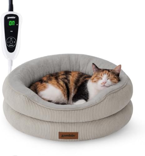 ZOMISlA Heated Cat Bed for Indoor Cats, 25 Timer & 11 Temp Adjustable by Zomisia
