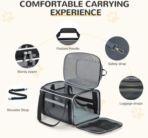 Lekereise Top-Expandable Pet Carrier Full Mesh 17x11x9.5 Inch Airline Approved - Image 6