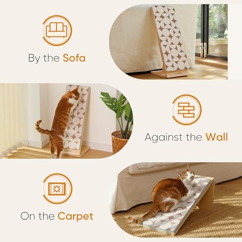 FUKUMARU Cat Scratcher Ramp for Indoor Cats, Vertical Cardboard Scratcher - Image 4