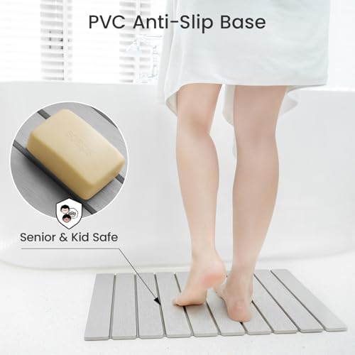 Meowoo Foldable Stone Bath Mat, 15.7" x 11.8" Diatomaceous Earth Mat - Image 5
