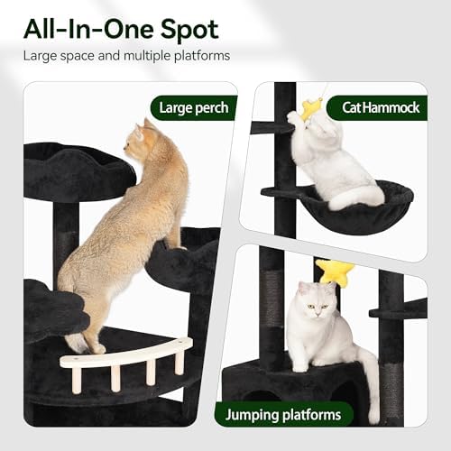 Meecal Black Cat Tree, 79in Tall Tower - Image 4