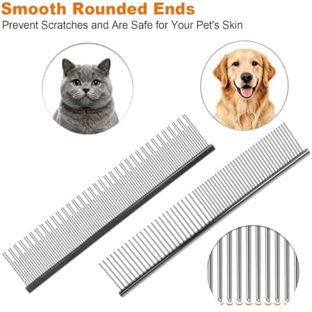 Stainless Steel Pet Comb Set, 4 Pack Metal Grooming Combs - Image 4