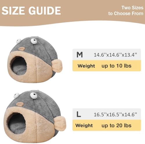 Cat Beds for Indoor Cats-Cat Bed Cave, Cute Lively Pufferfish Shape - Image 2