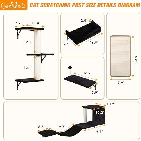 5Pcs Wall Mount Cat Tree & Shelf Furniture - Image 4