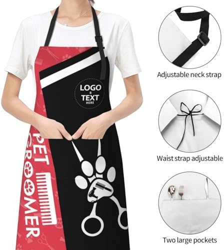 Custom Dog Grooming Apron, Personalized Logo Pet Groomer Apron Smocks - Image 2