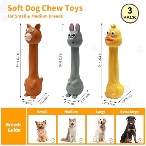 Latex Squeaky Dog Toys, 3 Pack Soft Rubber Dog Chew Toys, 8.7" Standing Stick - Image 3