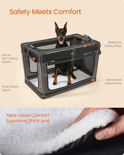 Feandrea Collapsible Dog Crate, Portable Oxford Fabric Pet Carrier - Image 5