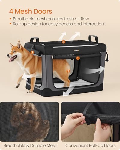 Feandrea Collapsible Dog Crate, Portable Oxford Fabric Pet Carrier - Image 4