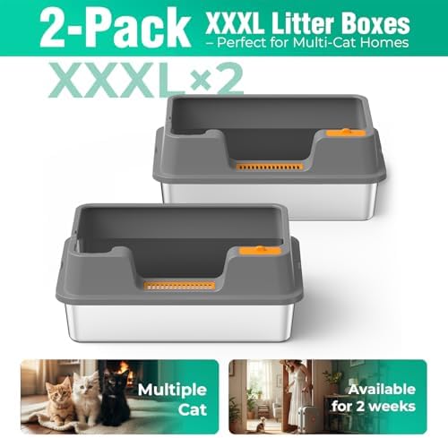 OROLEY 2PACK Stainless Steel Litter Box - Image 6