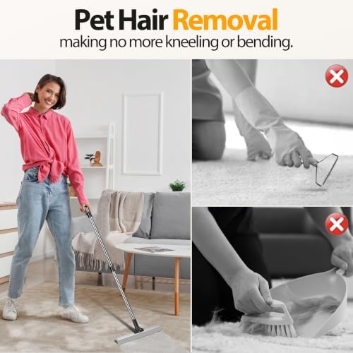 Carpet Rake for Pet Hair Removal Tool, Reusable Hair Remover Broom - Image 3