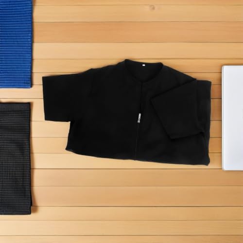 NOLITOY Waterproof PET Grooming Apron Short Sleeve Zipper Smock Black - Image 7