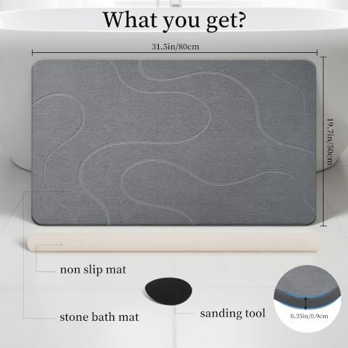 THMINS Extra Large Stone Bath Mat - Image 4