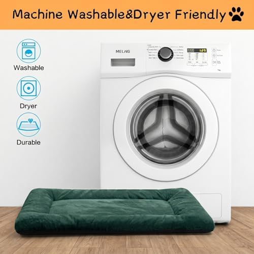 Dog Crate Pad Washable Dog Bed for Crate Small Cozy Mat 24-Inch Green - Image 5