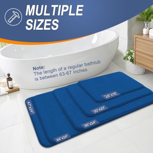 OLANLY Thick Memory Foam Bathroom Rug 36x24, Absorbent Bath Mat, Royal Blue - Image 5