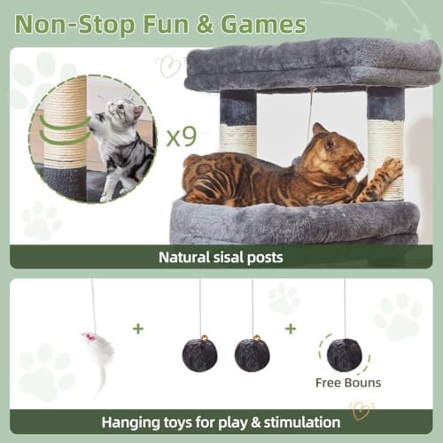 Taoqimiao Heavy-Duty Cat Tree, 71 in Cat Tower - Image 6
