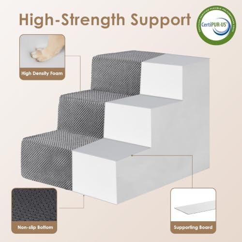 EHEYCIGA Dog Stairs 13.5" H, 3-Step Extra Wide Dog Steps - Image 4