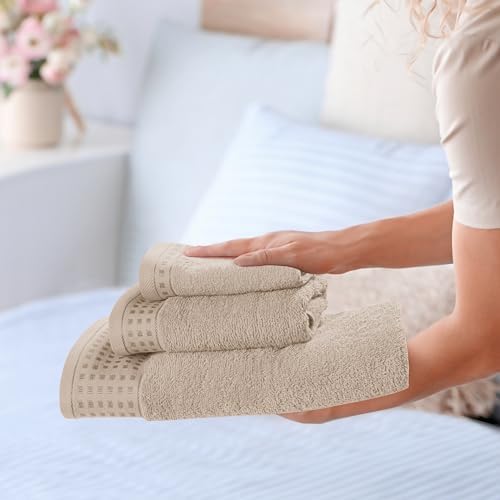 GLAMBURG Ultra Soft 3 Pack Cotton Towel Set, Contains a Bath Towel 28x55 inch - Image 4