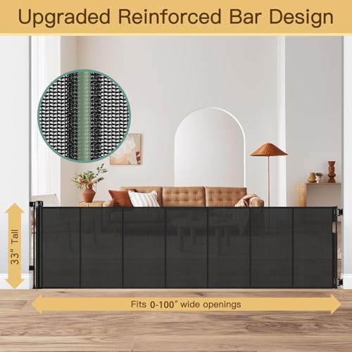 Reinforced Bottom 100 Inch Retractable Baby Gates Extra Wide Baby Gate - Image 2