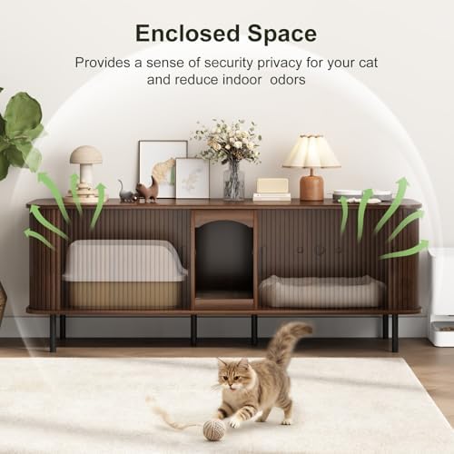 Double Cat Litter Box Enclosure Furniture - Image 4