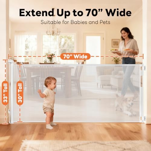 70 Inch Wide Retractable Baby Gate - Image 2
