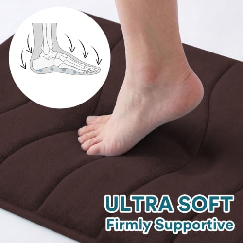 Flamingo P Brown Bath Mat 24x36 Quick Dry Washable Soft Memory Foam - Image 3