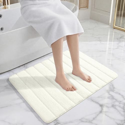 AROGAN Luxury Bathroom Rugs 24x36 Inch，Thick Bath Rug Non Slip, Cream White - Image 3
